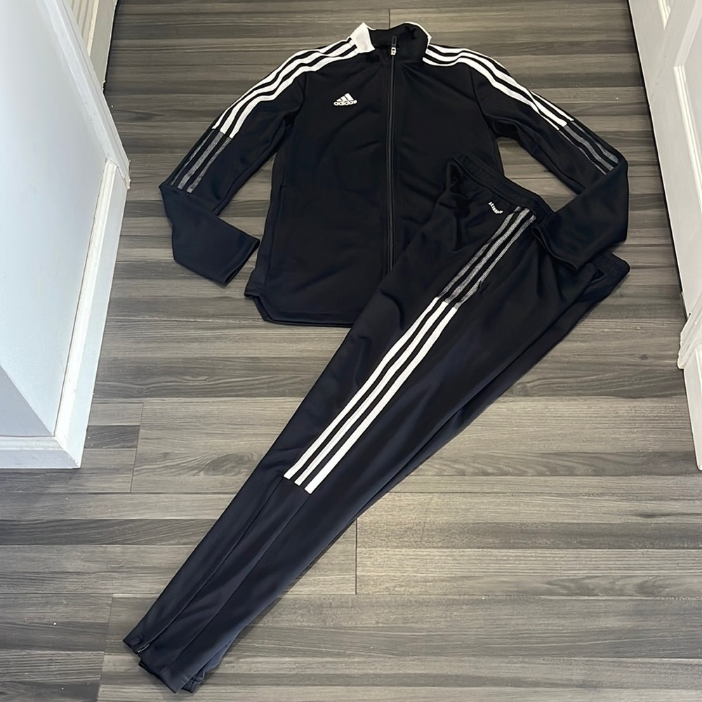 adidas Black and White Track Pants & Jacket Set